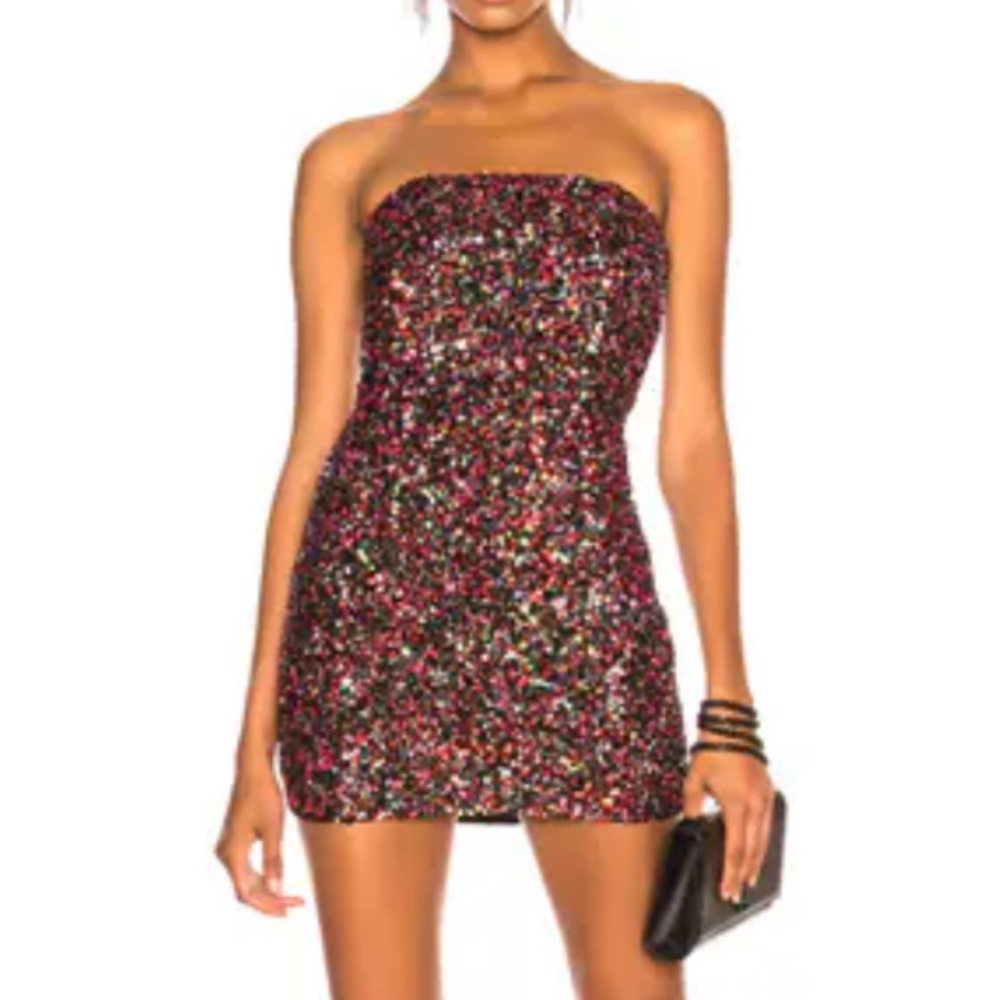 Retrofete Multicolor sequin Strapless Mini Dress Size 4 - Picture 5 of 12